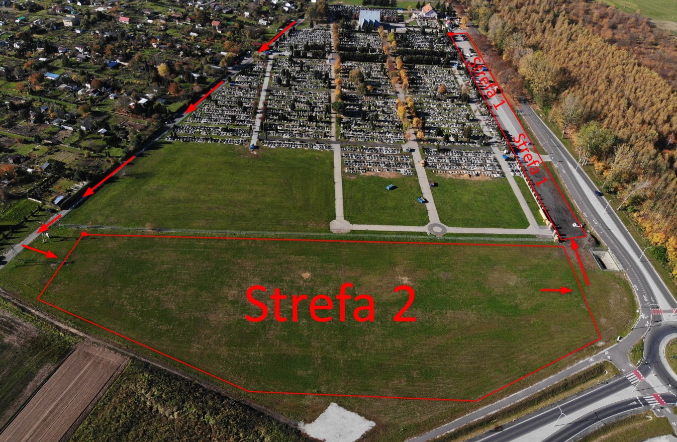 Plan parkingu na cmentarzu przy ul. Wilenskiej w trakcie Wszystkich Swietych 2025 roku Plan parkingu na cmentarzu przy ul. Wilenskiej w trakcie Wszystkich Swietych 2025 roku